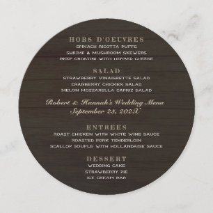 Menu Mariage arrondi Bois foncé Quatre sections