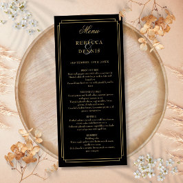 Menu Mariage Art Déco Classique Noir Et Or