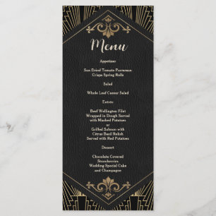 Menu Mariage Art Déco Glam des Années Folles Gatsby