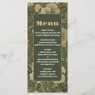 Menu Mariage Art Nouveau Floral Vintage