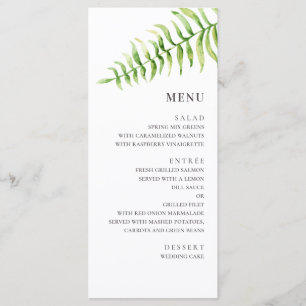Menu Mariage aux fougères à l'aquarelle. Botanique de v