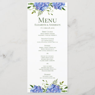 Menu Mariage aux Hortensias Bleus