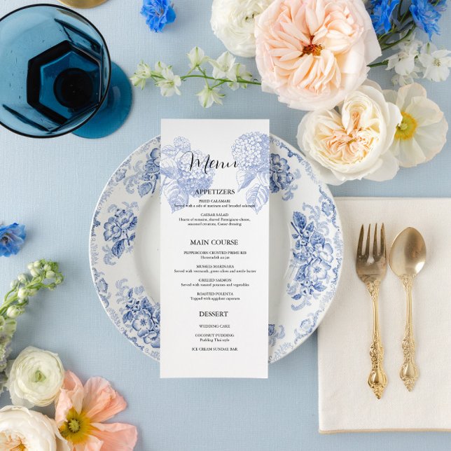 Menu mariage avec Blue Hydrangea (Créateur téléchargé)
