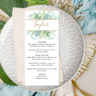 Menu mariage avec Nom d'hôte, Verdure, Aquarelle