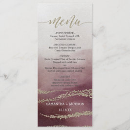 Menu Mariage Awash Elegant Watercolor Cranberry