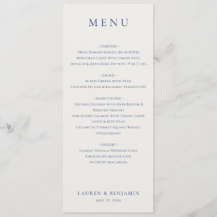 Menu Mariage Azure Blooms