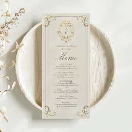 Menu Mariage baroque à barre d'or vintage