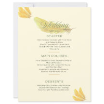 Menu mariage - Beige doux avec Desi en plumes doré
