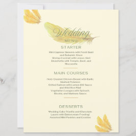 Menu mariage - Beige doux avec Desi en plumes doré