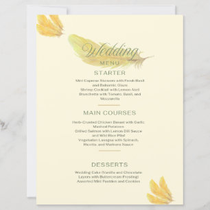 Menu mariage - Beige doux avec Desi en plumes doré