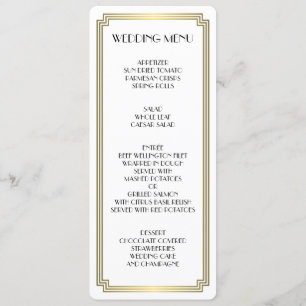 Menu Mariage blanc Art déco Gatsby Great Round Gre