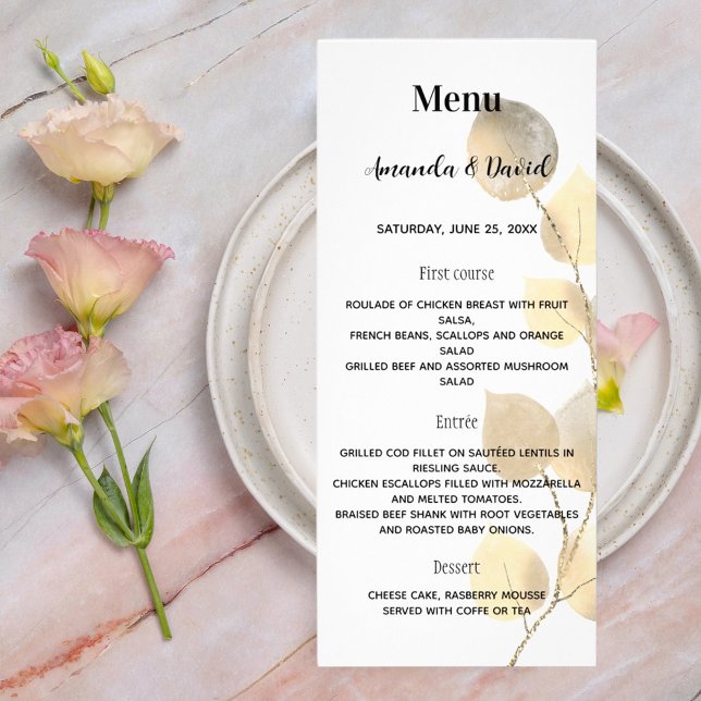menu mariage blanc eucalyptus doré (Créateur téléchargé)