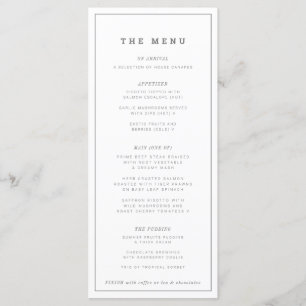 Menu Mariage blanc gris minimum ou événement personnali