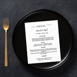 Menu mariage blanc noir simple
