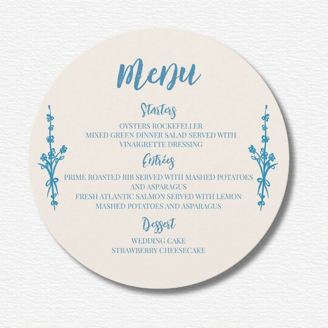 Menu Mariage bleu Azulejo (Créateur téléchargé)