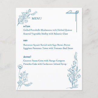 Menu Mariage bleu bleu bleu bleu bleu océan dessin