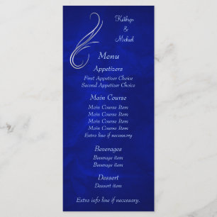 Menu Mariage bleu clair à l'arc argenté