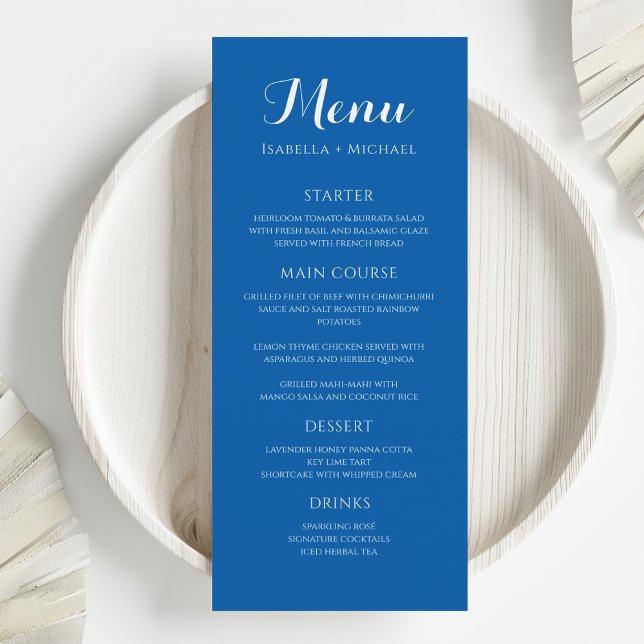 Menu Mariage bleu coloré (Créateur téléchargé)