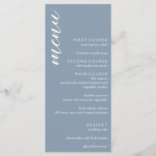 Menu Mariage bleu Dusty minimaliste