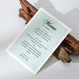Menu Mariage bleu élégant. Écriture calligraphique clas