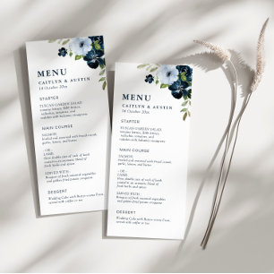 Menu Mariage bleu marine et bleu poussiéreux
