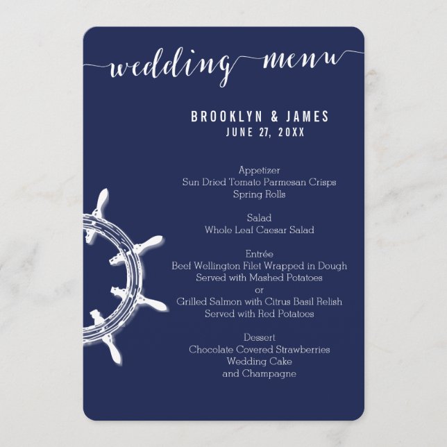 Menu Mariage bleu marine ronde sur mesure Roue (Devant)