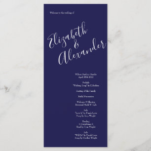 Menu Mariage bleu marine Rose orange