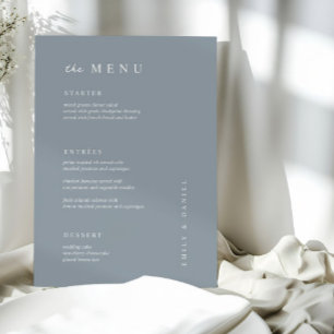 MENU Mariage bleu poussiéreux minimal