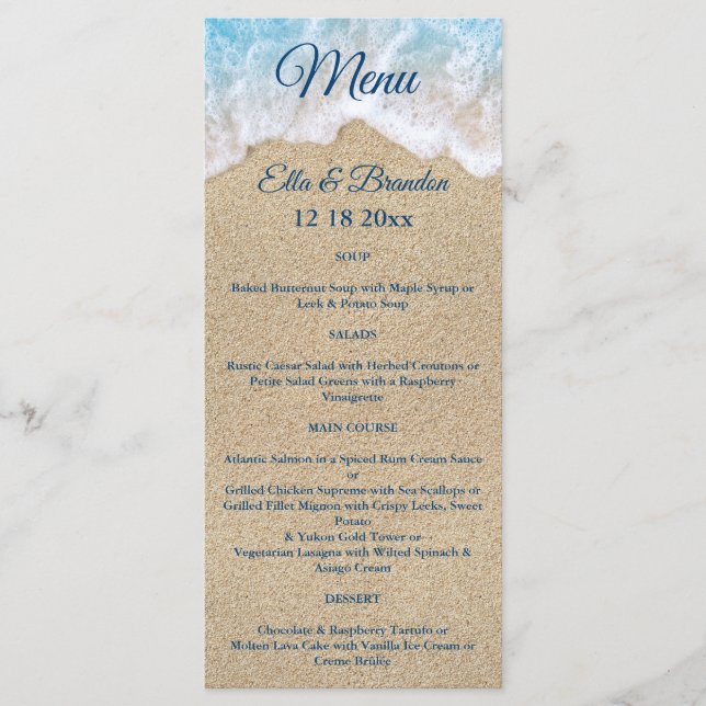 Menu Mariage Blue Beach Waves (Devant)