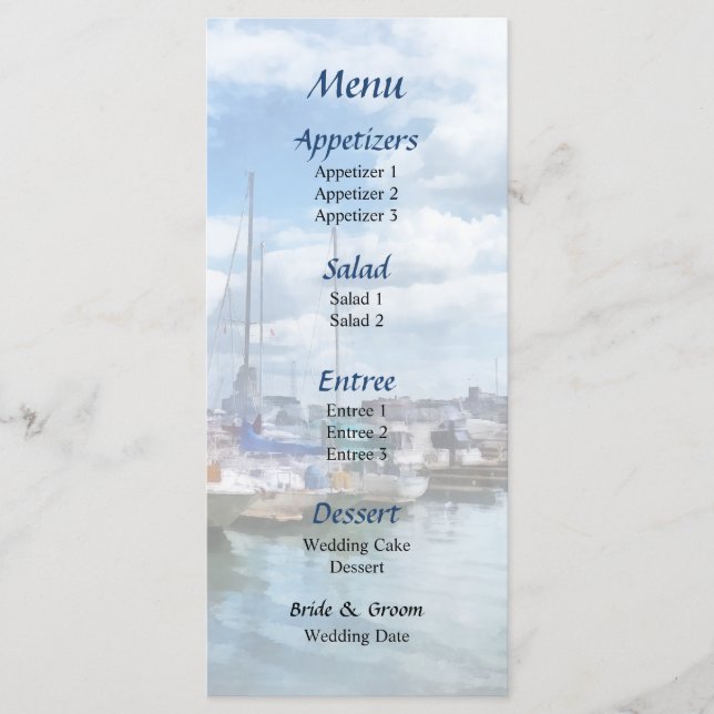 Menu Mariage Boat Basin Fells Point (Devant)