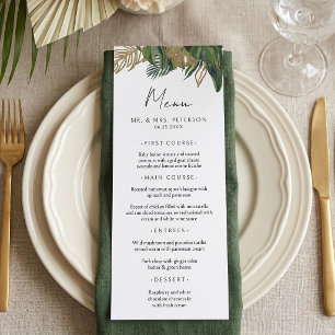 Menu Mariage Bohème Été Botanique de Verdure Tropicale