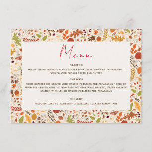 Menu Mariage Bohème Floral Rustique Automne Chute de Ma