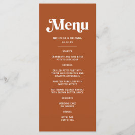 Menu Mariage Bohème Rétro des Années 70 Terracotta