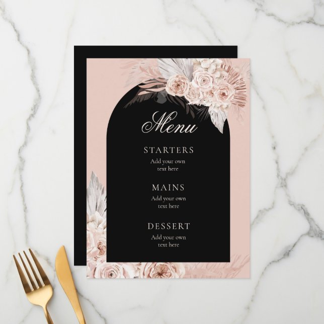 menu mariage boho (Devant/Arrière en situation)