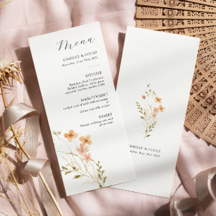 Menu Mariage Boho fleur sauvage
