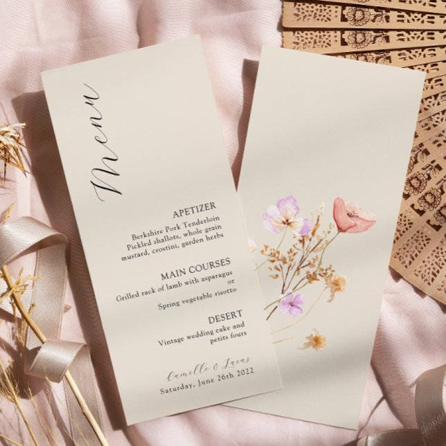 Menu Mariage Boho fleur sauvage (Créateur téléchargé)
