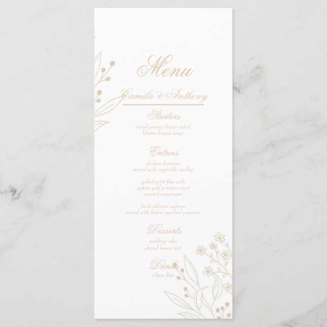 Menu Mariage Boho Floral Corner beige (Devant)
