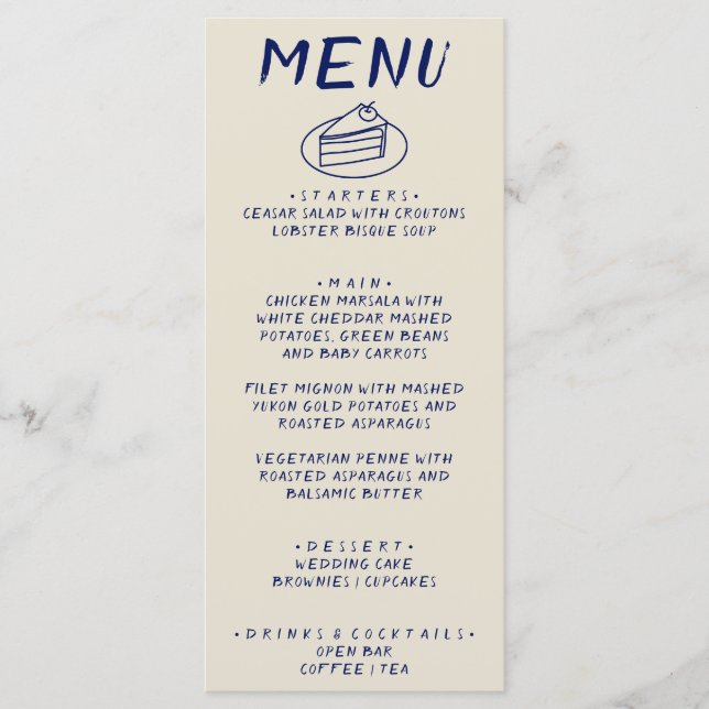 Menu Mariage Boho moderne rétro Gras (Devant)