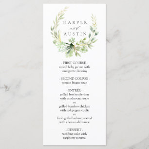 Menu Mariage botanique de la couronne verte