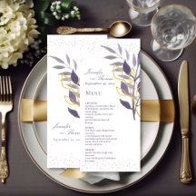 Menu Mariage botanique de la Parties scintillant d