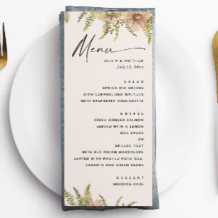 Menu Mariage Botanique Doux et Chaud Taupe Fougère Ve