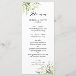 Menu Mariage botanique du feuillage vert