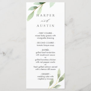 Menu Mariage Botanique du Foliage Vert