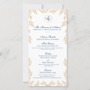 Menu Mariage Botanique Feuille d'or