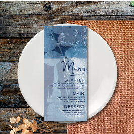 Menu Mariage botanique moderne Cyan Blue