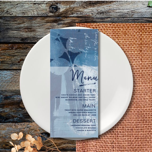 Menu Mariage botanique moderne Cyan Blue (Créateur téléchargé)