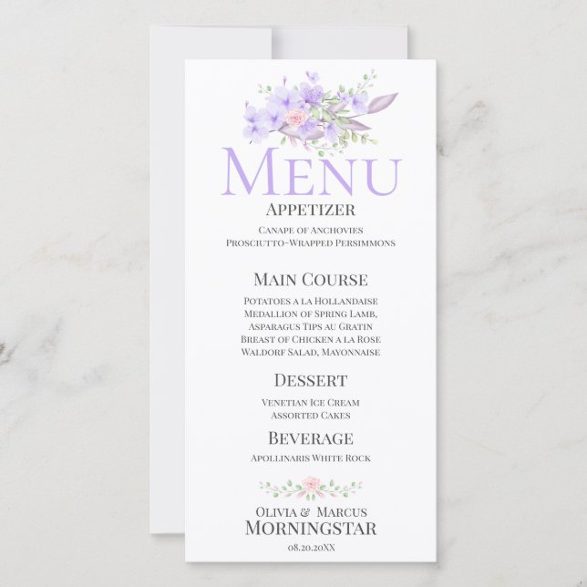 Menu Mariage Bouquet Floral Spring (Devant)