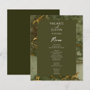Menu Mariage budget marbre vert et or