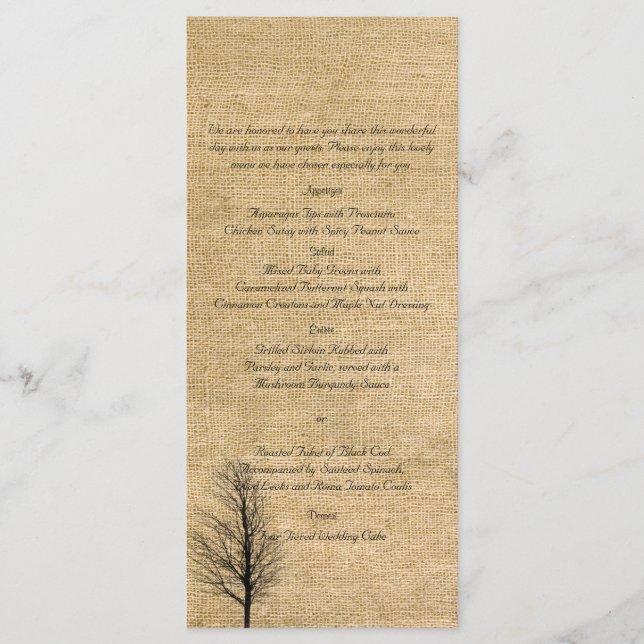Menu Mariage Burlap and Birch Posh (Devant)