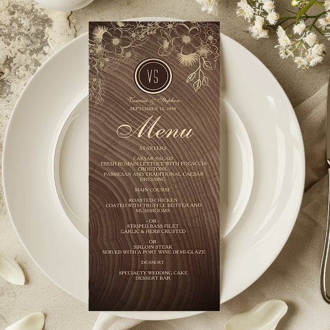 Menu Mariage campagnard en bois rustique (Créateur téléchargé)
